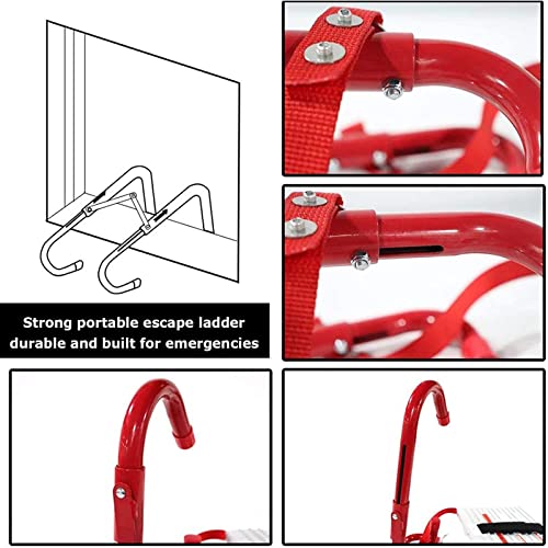 Niczu Metal Fire Escape Ladder with Anti-Slip Rungs for Home Use, Portable Emergency Escape Safety Ladder from Balcony, Withstand Weight up to 992 lbs,10M/32FT