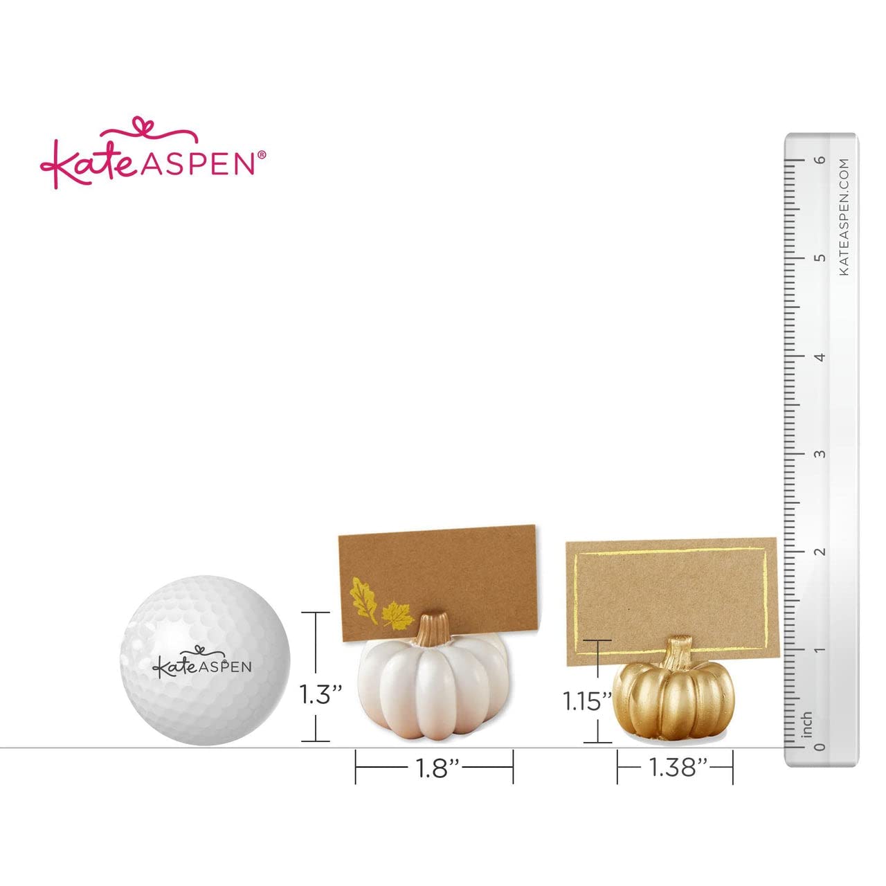 Kate Aspen 12PCS Place Card Holders (Place Cards Included), Table Number Holder for Weddings, White Pumpkin Photo Holder for Table Assignments at Bridal Showers or Anniversaries