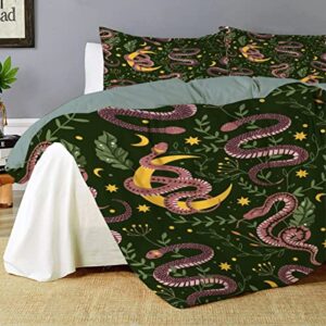 Darani Snake and Moon Celestial Magic 1 Duvet Cover Queen 90 x 90 in Ultra Soft Washed Microfiber Comforter Cover Sets 3 Pieces (1 Duvet Cover + 2 Pillow Shams)