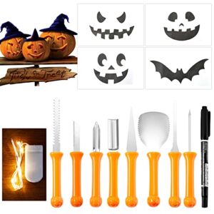 YUET 21PCS Halloween Pumpkin Carving Kit, Professional Sculpting Tools Carving Set, Heavy Duty Stainless Steel, w/Stickers Carrying Bag, for Halloween Decorations Jack-O-Lanterns LED Pumpkin Light