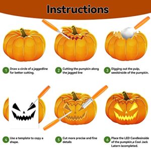 YUET 15PCS Halloween Pumpkin Carving Kit, Professional Sculpting Tools Carving Set, Heavy Duty Stainless Steel, w/Stickers and Carrying Bag, for Adults Or Kids, Halloween Decorations Jack-O-Lanterns