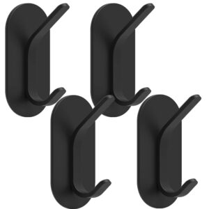 adhesive hooks stick on hooks - stainless steel waterproof wall hangers heavy duty hooks for hanging coat/bathroom hooks/4 packs black