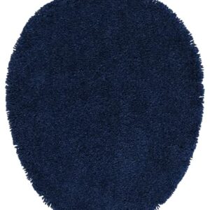 Garland Rug Traditional Washable Bath Rug Set, 4 Piece (Toilet Seat Cover,Contour Rug, 21" x34', 17"x24" Bath Rugs) Navy