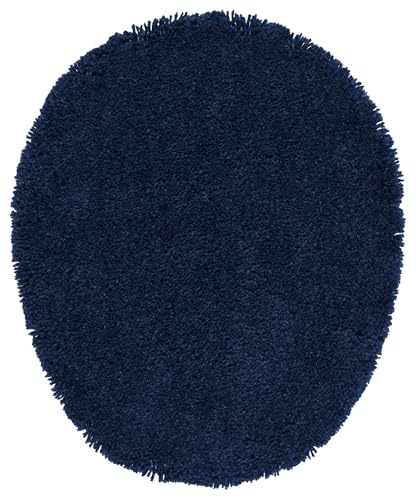 Garland Rug Traditional Washable Bath Rug Set, 4 Piece (Toilet Seat Cover,Contour Rug, 21" x34', 17"x24" Bath Rugs) Navy