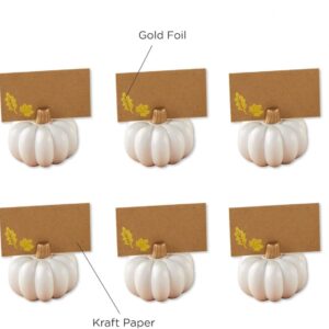 Kate Aspen 12PCS Place Card Holders (Place Cards Included), Table Number Holder for Weddings, White Pumpkin Photo Holder for Table Assignments at Bridal Showers or Anniversaries