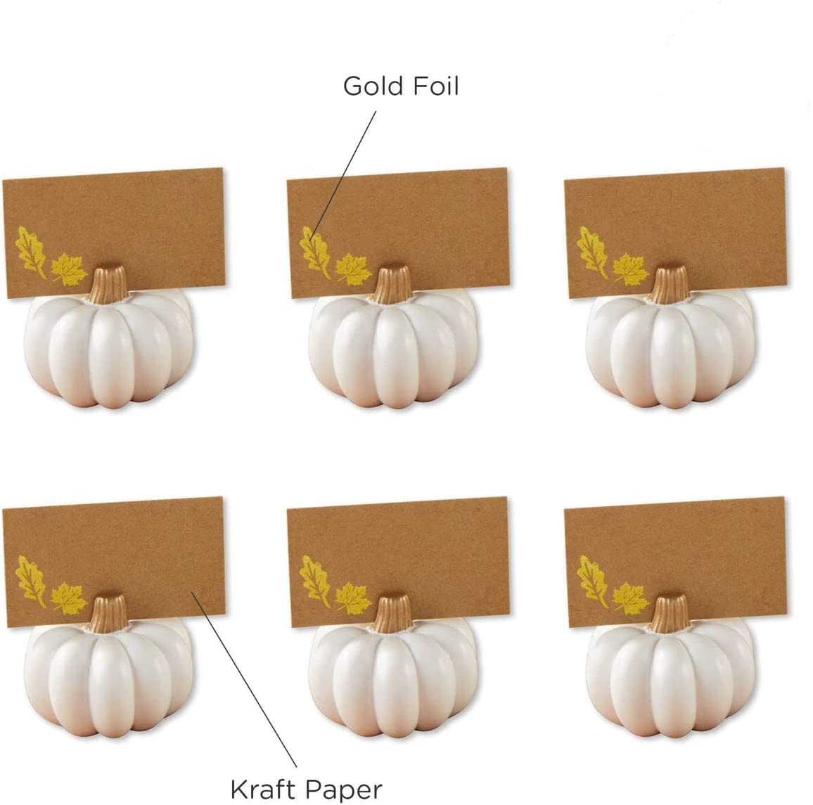 Kate Aspen 12PCS Place Card Holders (Place Cards Included), Table Number Holder for Weddings, White Pumpkin Photo Holder for Table Assignments at Bridal Showers or Anniversaries