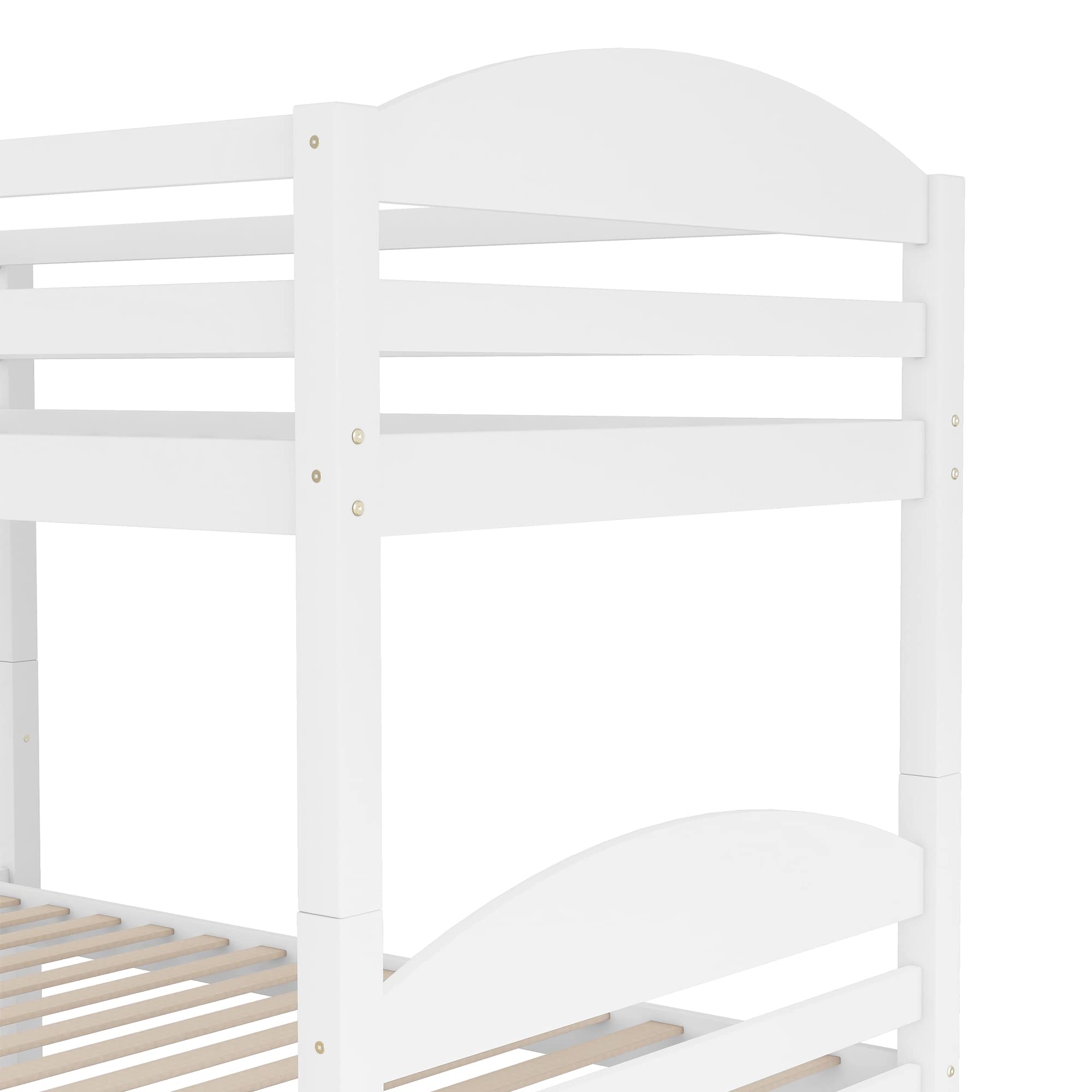 Bellemave Quad Bunk Bed with Trundle L-Shape Bunk Bed Twin Over Twin Corner Bunk Bed for 4 or 5 Kids Boys Girls Teens, White