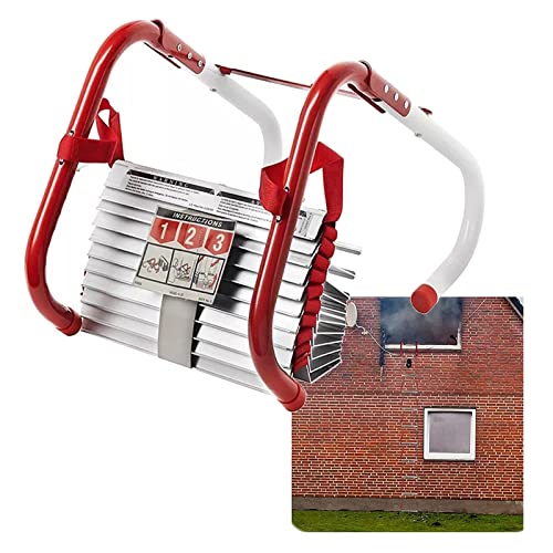 Niczu Metal Fire Escape Ladder with Anti-Slip Rungs for Home Use, Portable Emergency Escape Safety Ladder from Balcony, Withstand Weight up to 992 lbs,10M/32FT