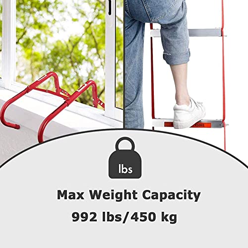 Niczu Metal Fire Escape Ladder with Anti-Slip Rungs for Home Use, Portable Emergency Escape Safety Ladder from Balcony, Withstand Weight up to 992 lbs,10M/32FT