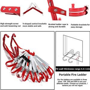 Niczu Metal Fire Escape Ladder with Anti-Slip Rungs for Home Use, Portable Emergency Escape Safety Ladder from Balcony, Withstand Weight up to 992 lbs,10M/32FT