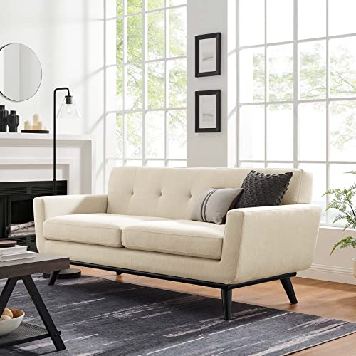 Modway Engage Herringbone Fabric Loveseat, Beige