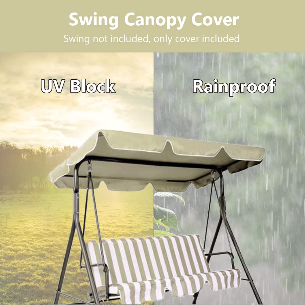 Patio Waterproof Swing Canopy Cover - 600D Oxford Tarp Outdoor Garden Swing Protective Replacement Top Tent (75"x 52"x 6")