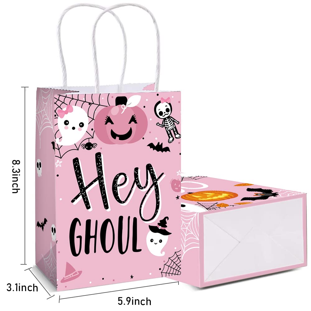 16 Pcs Halloween Party Gifts Bags Boo Gift Bags Pink Halloween Candy Bags Treat Bags Boo Theme Birthday Party Supplies for Halloween Party Favors