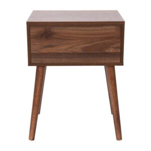 Flash Furniture Hatfield Mid-Century Modern Wood Nightstand - Dark Walnut Wood Grain Finish - Soft Close Storage Drawer - Side Accent or End Table