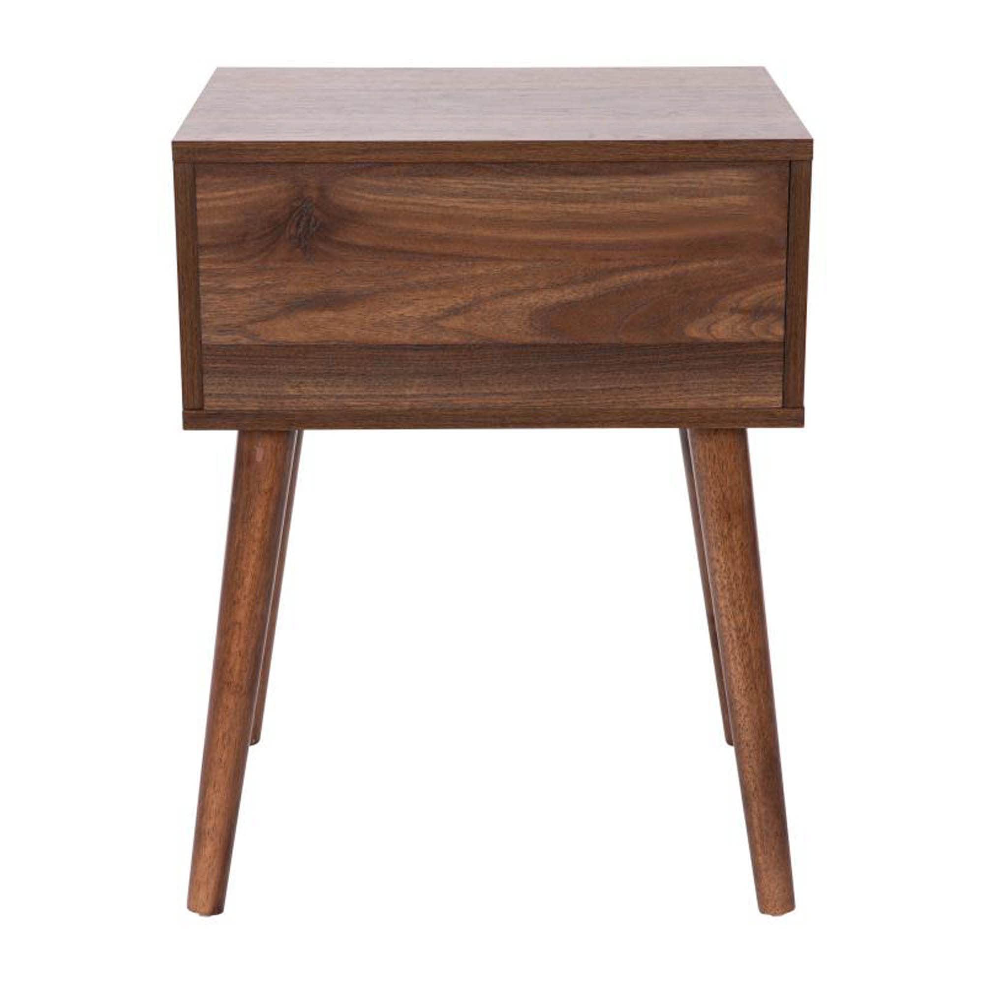 Flash Furniture Hatfield Mid-Century Modern Wood Nightstand - Dark Walnut Wood Grain Finish - Soft Close Storage Drawer - Side Accent or End Table