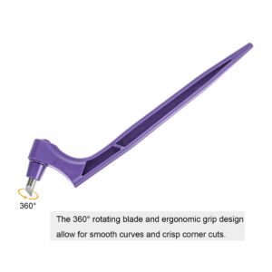 uxcell Craft Cutting Tools, 360 Degree Rotating Blades Stainless Steel Cutter with 15 30 45 Degree Blade for DIY Crafts Stencils Scrapbooks, Purple