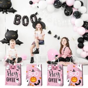 16 Pcs Halloween Party Gifts Bags Boo Gift Bags Pink Halloween Candy Bags Treat Bags Boo Theme Birthday Party Supplies for Halloween Party Favors