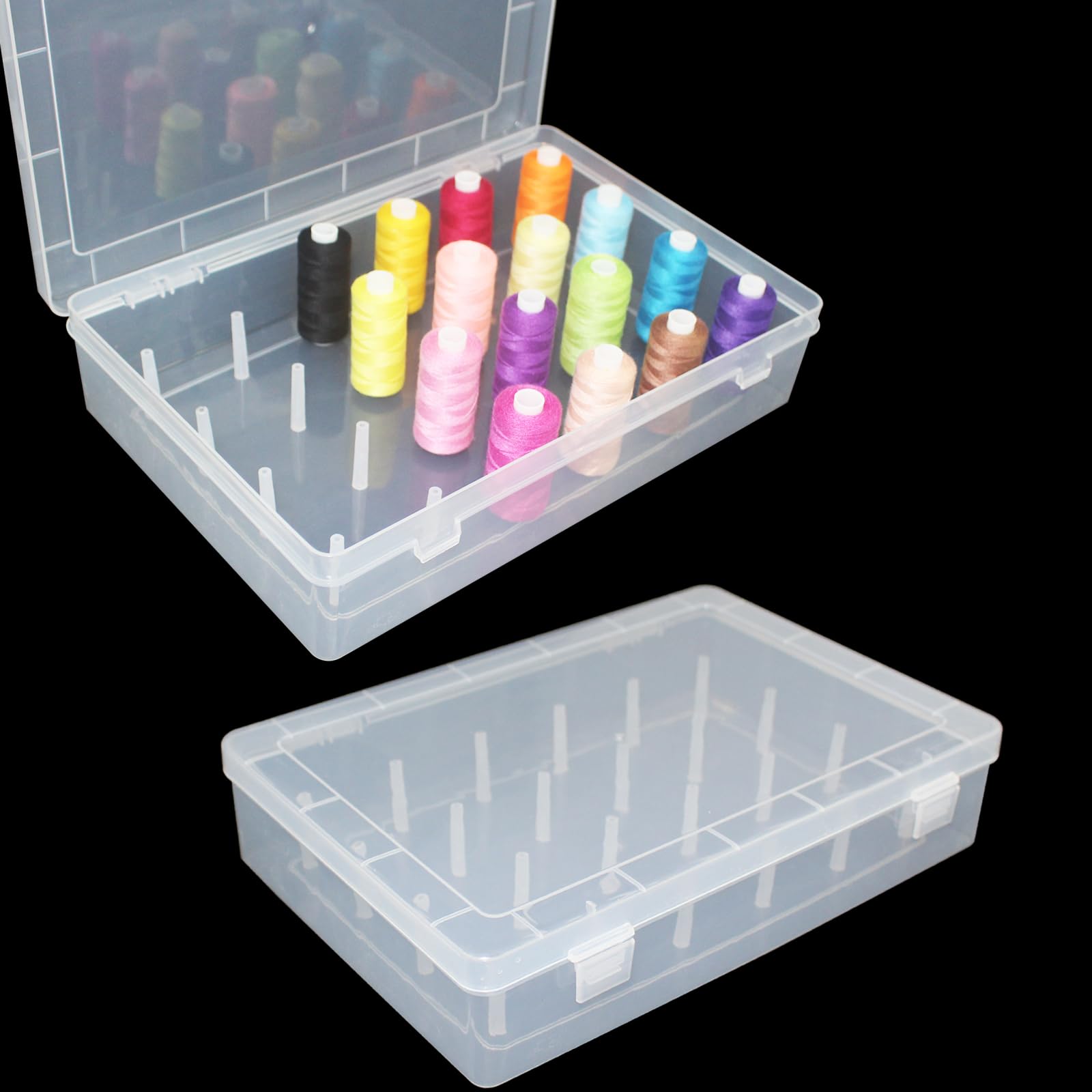 24 Spools Thread Holder Organizer Clear Sewing Storage Box Embroidery Thread Organizer for 24 Spools Home Embroidery Quilting and Sewing Threads