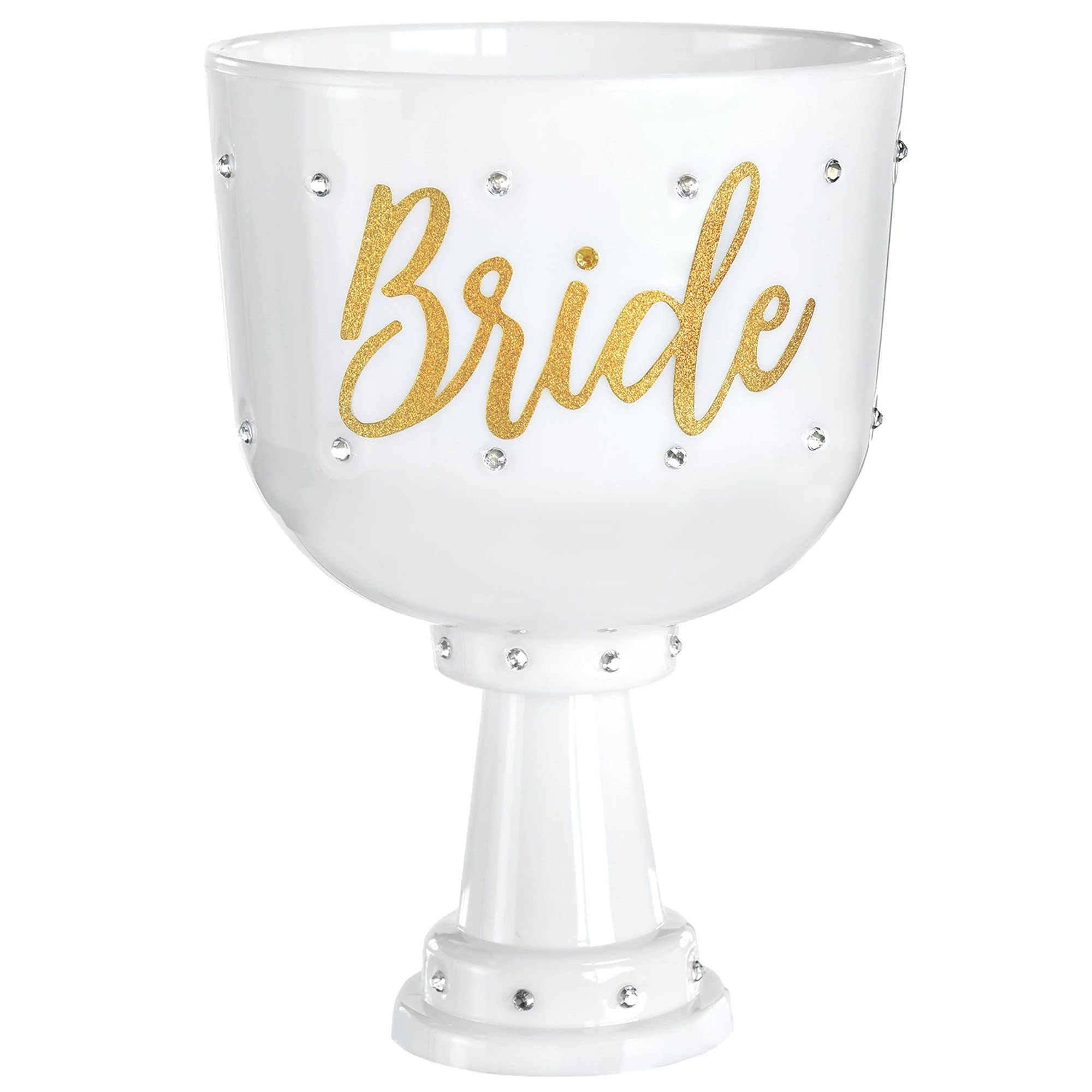 Stunning White Embellished Bride's Plastic Cup - 26 oz. (1 Pc.) - Elegant Drinkware for Bridal Showers & Bachelorette Parties