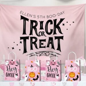 16 Pcs Halloween Party Gifts Bags Boo Gift Bags Pink Halloween Candy Bags Treat Bags Boo Theme Birthday Party Supplies for Halloween Party Favors