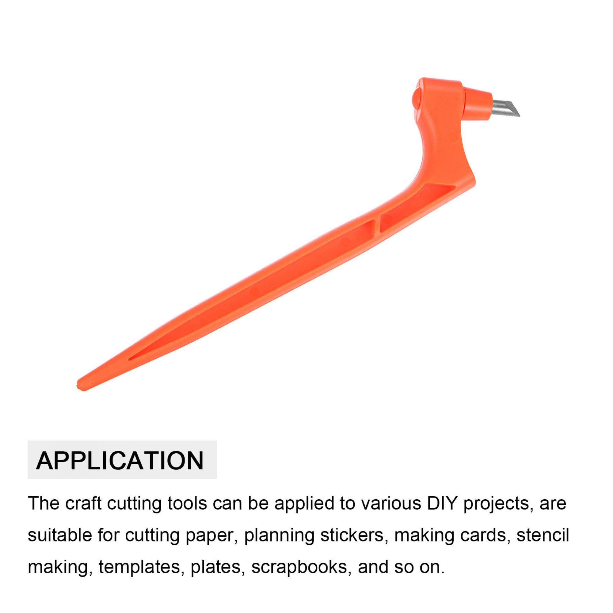 uxcell Craft Cutting Tools, 360 Degree Rotating Blades Stainless Steel Cutter with 30 45 Degree Blade for DIY Crafts Stencils Scrapbooks, Orange