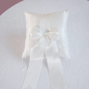 STAFUNI Wedding Ring Pillow, Ivory Ring Bearer Pillow, Simple Collection of Big Bow, Ring Bearer Holder for Wedding Party Ceremony