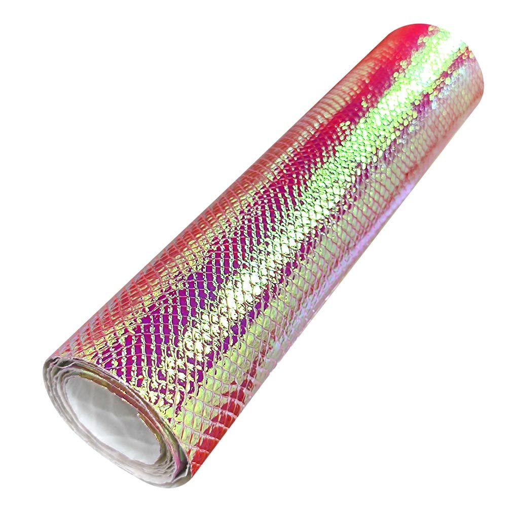 HYANG Holographic Snake Embossing Gold PU Faux Leather Sheets,Very Suitable for Making DIY Crafts,Handbags Leather Earrings, Bows,Sewing etc 1Rolls 12"X53" (30cmX135cm)