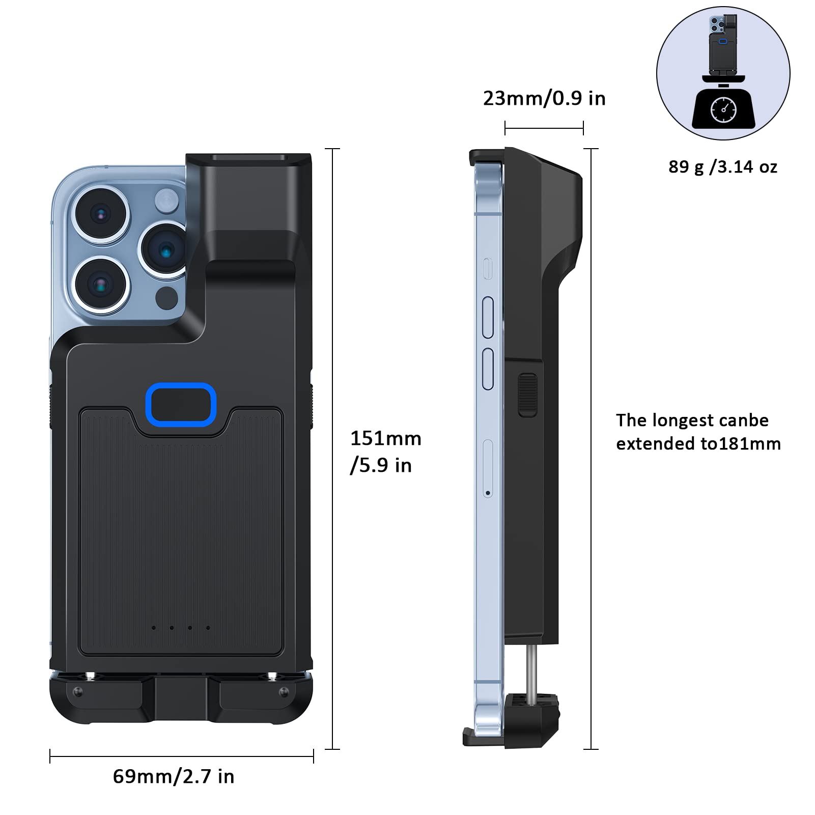 Alacrity Bluetooth 2D Barcode Scanner Upgraded 1D 2D QR Wireless Portable Back Clip Barcode Reader Scanner for Smartphone iPhone iOS Android