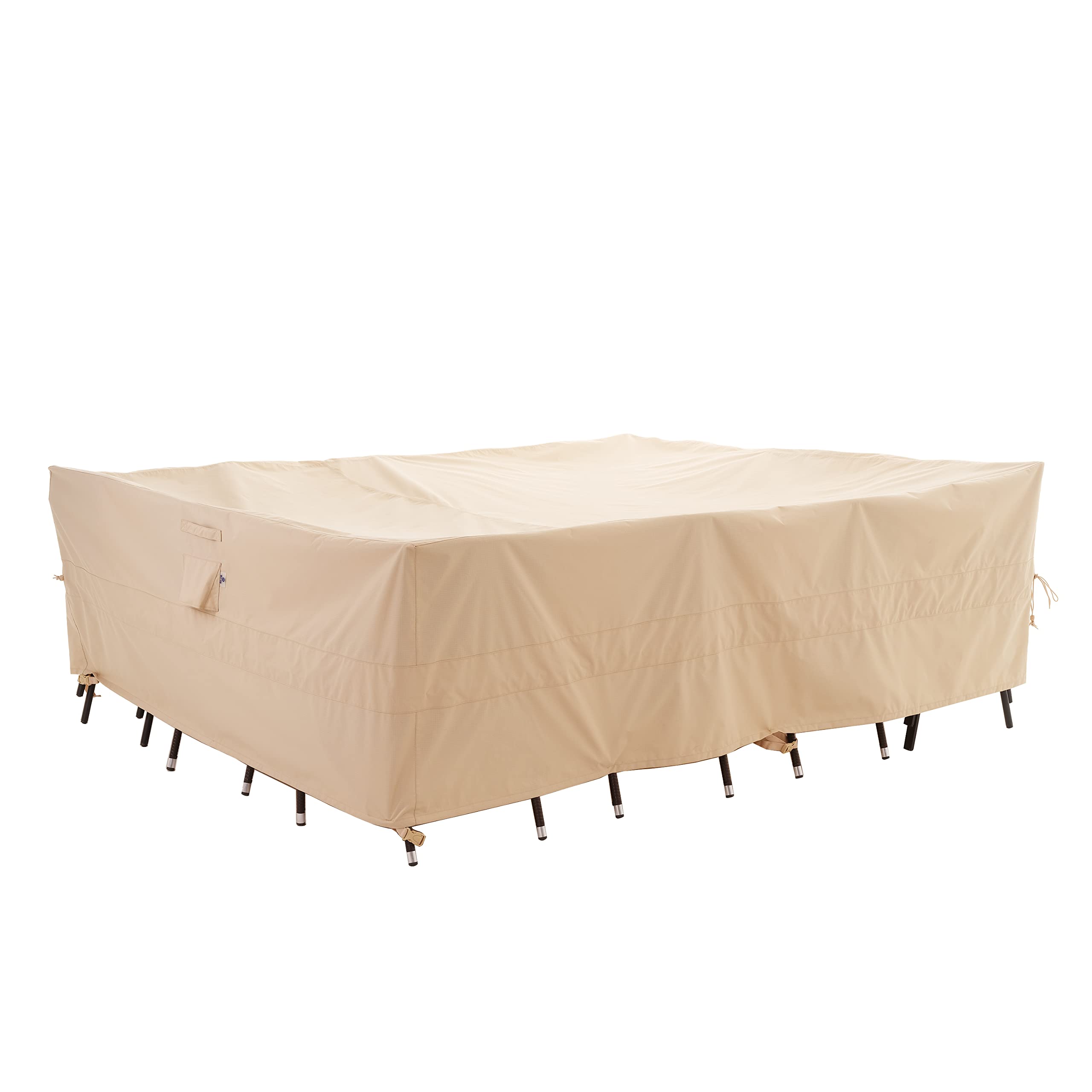 WJ-X3 Extra Large Patio Furniture Set Covers Waterproof, Outdoor Table Cover Heavy Duty, Lawn Sectional Set Cover Anti-fading, High Wind Resistant, Anti-UV, 180W x 96D x 36H Inches, Beige