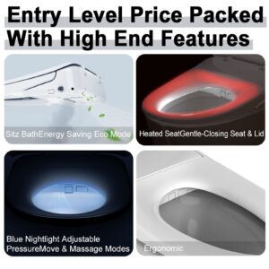 Bolina Toilet Seat Adjustable Heated Seat,Toilet Seat With Remote Control, Warm Water Wash And Dry, Led Night Light And Many More Features