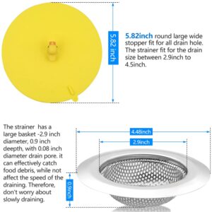 Kitchen Sink Strainer Sink Stopper - Abnaok 2 PCS Sink Strainer Stopper Kit, Universal Silicone Drain Cover, 4.5 Inch Stainless Steel Sink Drain Strainer, Food Catcher for Kitchen Sink