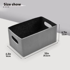 linqin Grey Collapsible Storage Bins Baskets, 2 Pack Foldable Felt Fabric Organizer Decorative Cube Box for Nursery Home Shelves Closet