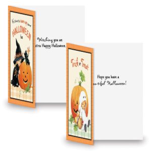 Current Morehead Orange Plaid Halloween Greeting Cards Set - Set of 8 Large 5 x 7-Inch Cards, Themed Holiday Card Variety Value Pack, Assortment of 4 Unique Designs, Envelopes Included