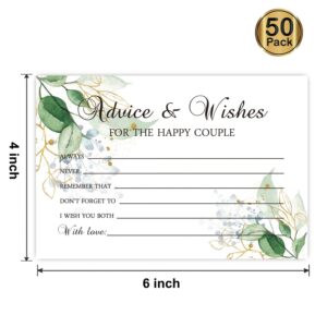 FARHTINANFX Greeting Card, 50 Wedding Advice and Wishes Cards for The Happy Couple, Bride and Groom, 4x6 inches, Rustic Green Leaves Design