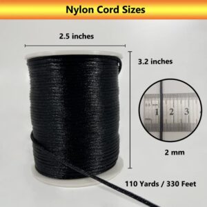 2 mm 330 Feet Satin Nylon Cord String for Jewelry Making Bracelet Necklaces Beading Thread Rattail Macrame Kumihimo Chinese Knot Craft