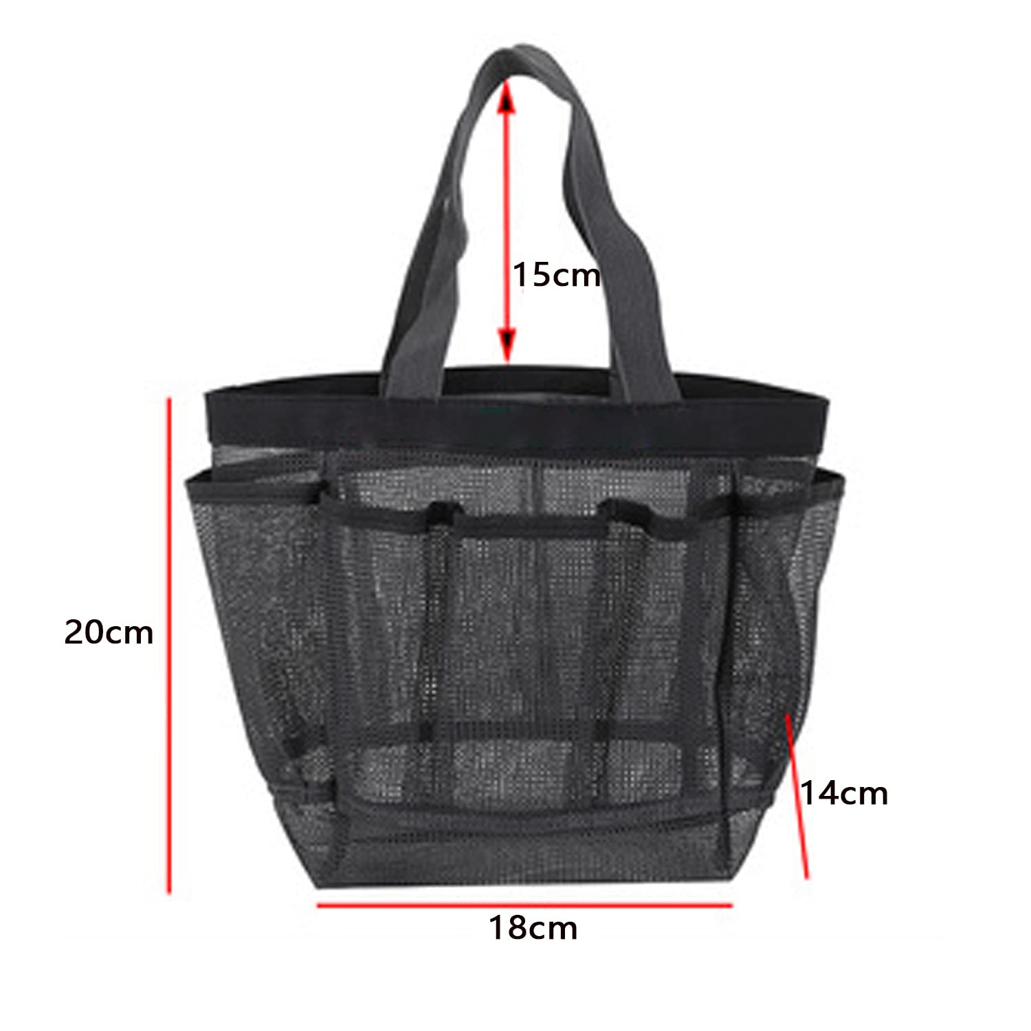 N-KONGJIAN Mesh Shower Caddy Basket for Bathroom, Beach, Swimming, Gym, Portable Shower Bag, Hanging Portable Toiletry Bag for Men and Women (Black)