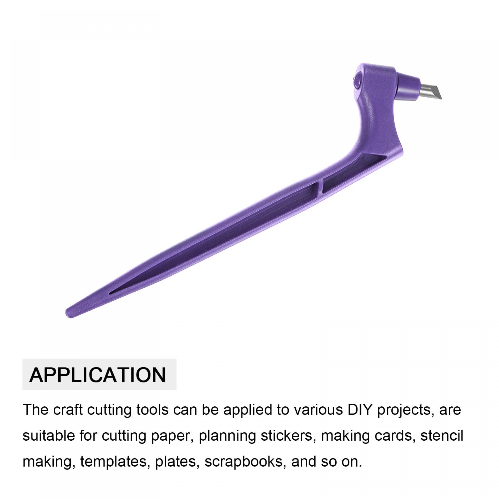 uxcell Craft Cutting Tools, 360 Degree Rotating Blades Stainless Steel Cutter with 15 30 45 Degree Blade for DIY Crafts Stencils Scrapbooks, Purple