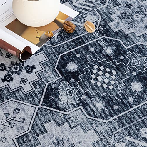 DECOMALL BAOLA Vintage Area Rugs, Traditional Carpet for Bedroom Foyer Laundry Room, Gray-Blue 4'x6'