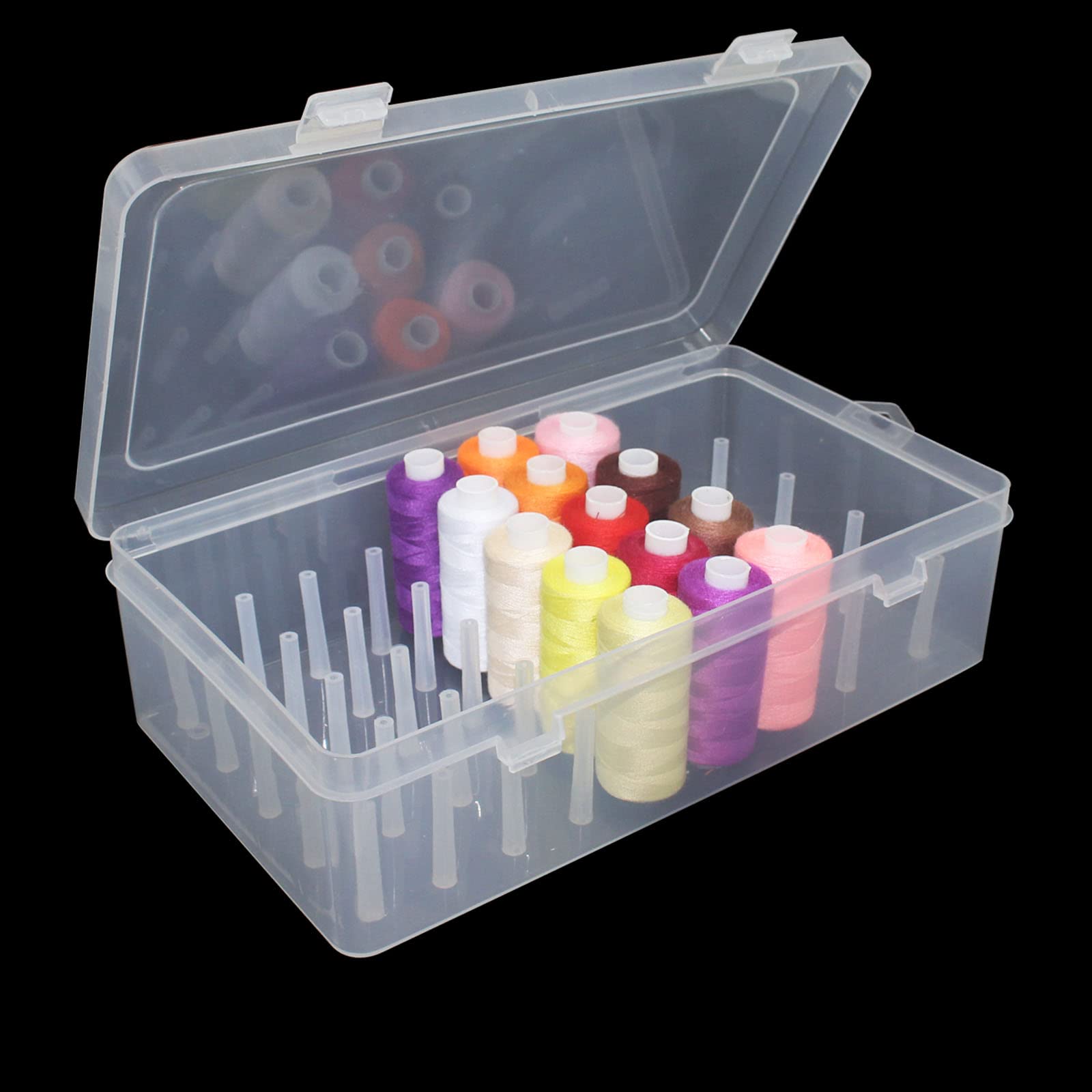 42 Spools Thread Holder Organizer Clear Sewing Storage Box Embroidery Thread Organizer for 42 Spools Home Embroidery Quilting and Sewing Threads