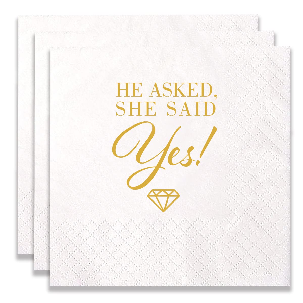 100 Count of "He Asked…She Said Yes" Paper Napkins for Engagement Party Bridal Shower Wedding Decoration