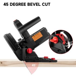 Eastvolt 6-1/2" Plunge-cut Track Saw, 0-45°Bevel Adjustment, 5500RPM Plunge Circular Saw for Wood Cutting