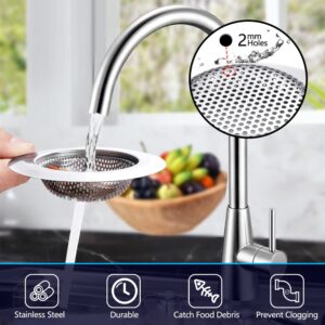 Kitchen Sink Strainer Sink Stopper - Abnaok 2 PCS Sink Strainer Stopper Kit, Universal Silicone Drain Cover, 4.5 Inch Stainless Steel Sink Drain Strainer, Food Catcher for Kitchen Sink