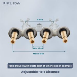 Airuida Antique Brass Wall Mount 2.17 Inch Extended Thread Adjustable Swing Arms 3-3/8 Inch Clawfoot Bathtub Shower Faucet Adapter Commercial Utility Eccentric Screw Plus Size 1 Pair