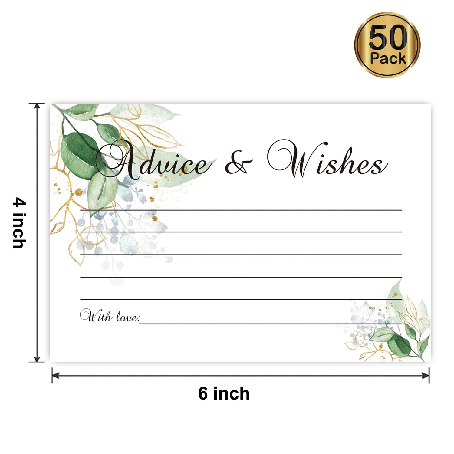 FARHTINANFX 50 Advice And Wishes For The New Mr And Mrs, Bride And Groom Weddings, Bridal Showers, Marriage Advice Cards(4" x 6")