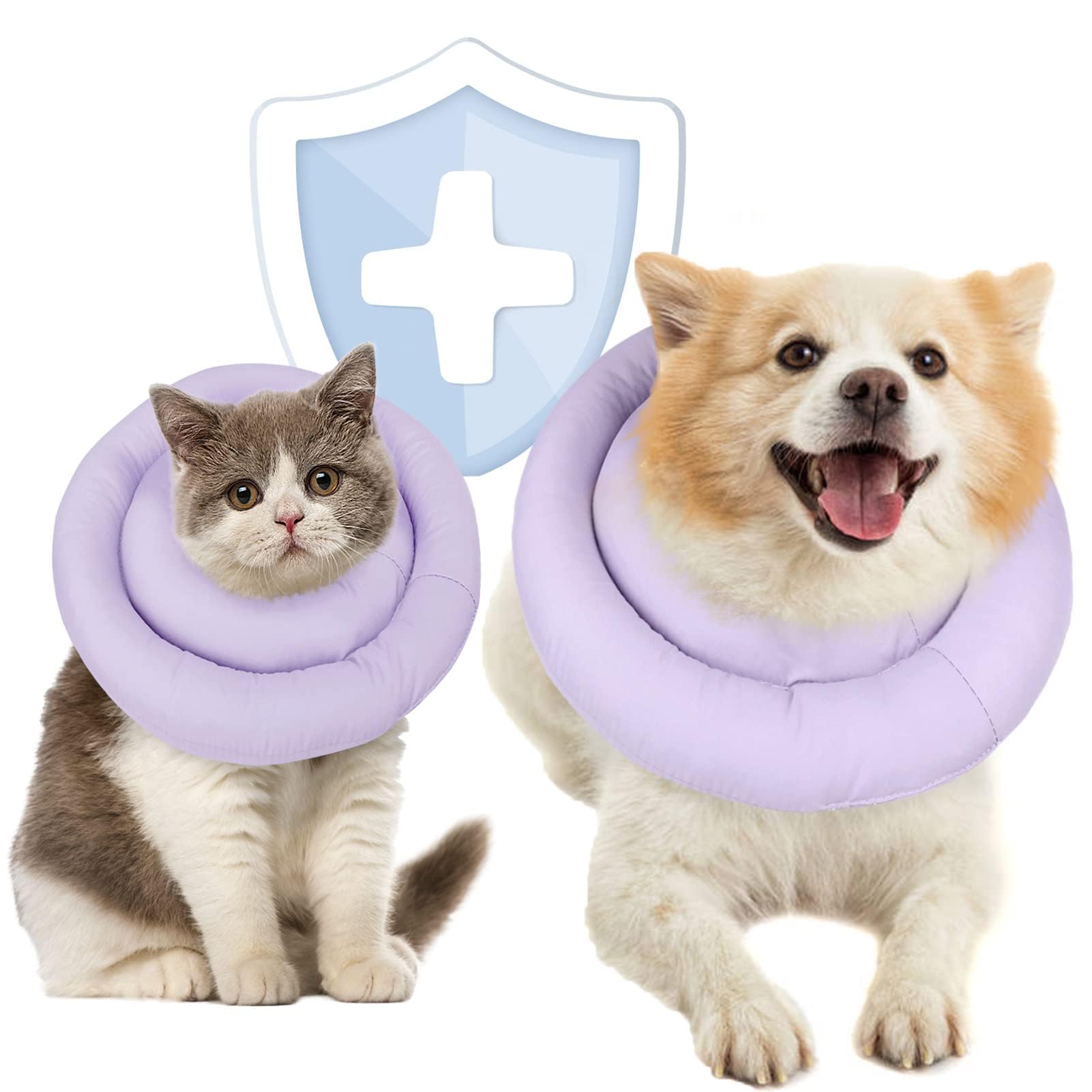 AOFITEE Dog Cone Collar Soft, Protective Dog Recovery Collar Pet Neck Donut E-Collar After Surgery, Comfy Water-Resistant Adjustable Elizabethan Collar for Cats Small Medium Dogs, Anti Licking