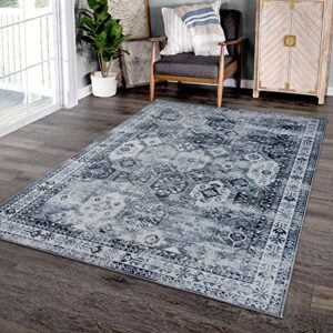 DECOMALL BAOLA Vintage Area Rugs, Traditional Carpet for Bedroom Foyer Laundry Room, Gray-Blue 4'x6'