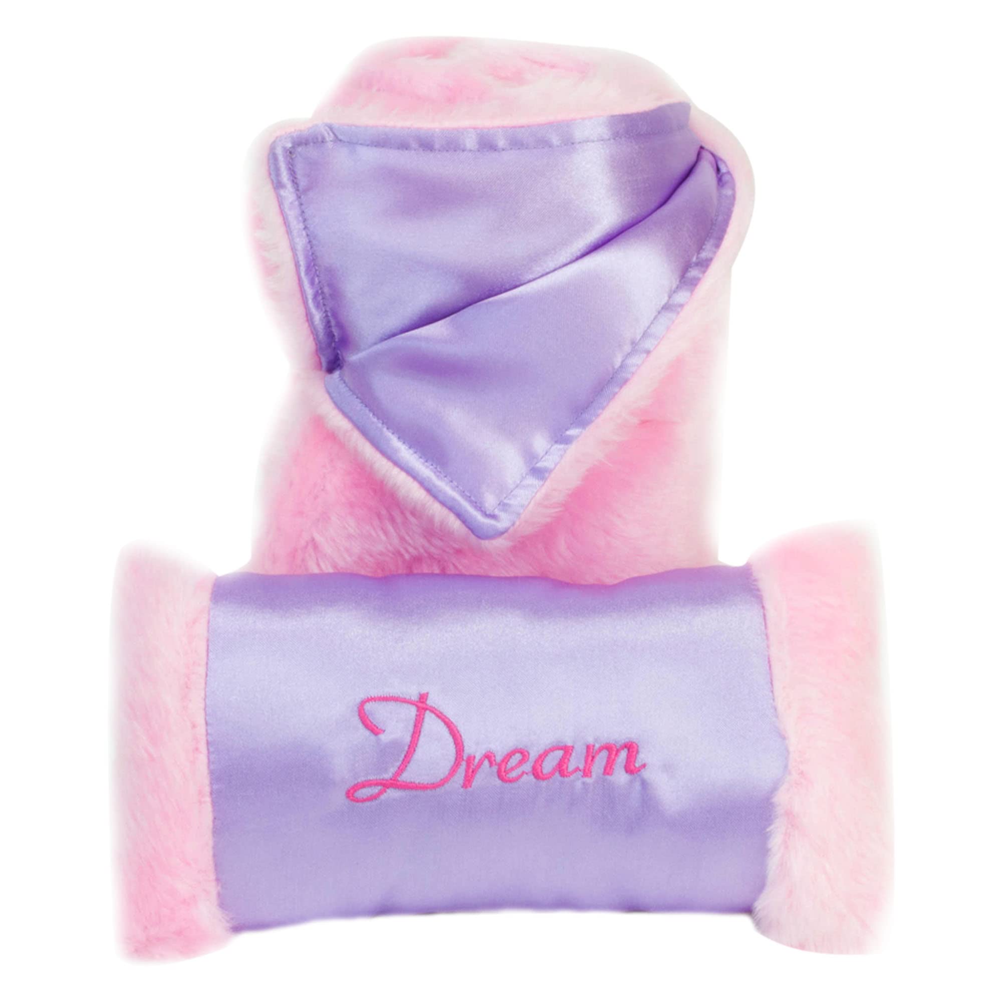 Sophia's Fur and Satin Sleeping Bag and Dream Embroidered Pillow for 18 Inch Dolls, Pink/Purple