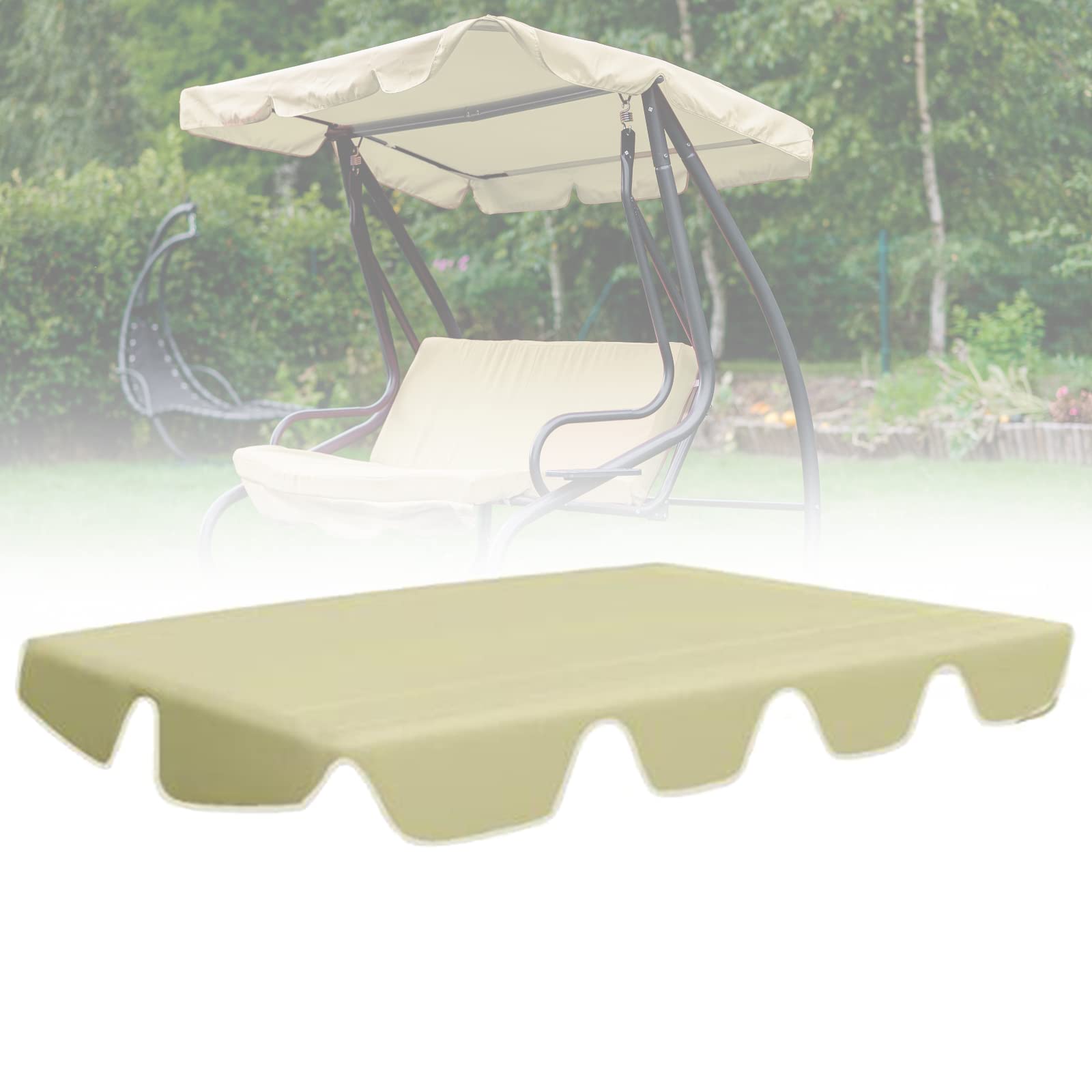 Patio Waterproof Swing Canopy Cover - 600D Oxford Tarp Outdoor Garden Swing Protective Replacement Top Tent (75"x 52"x 6")