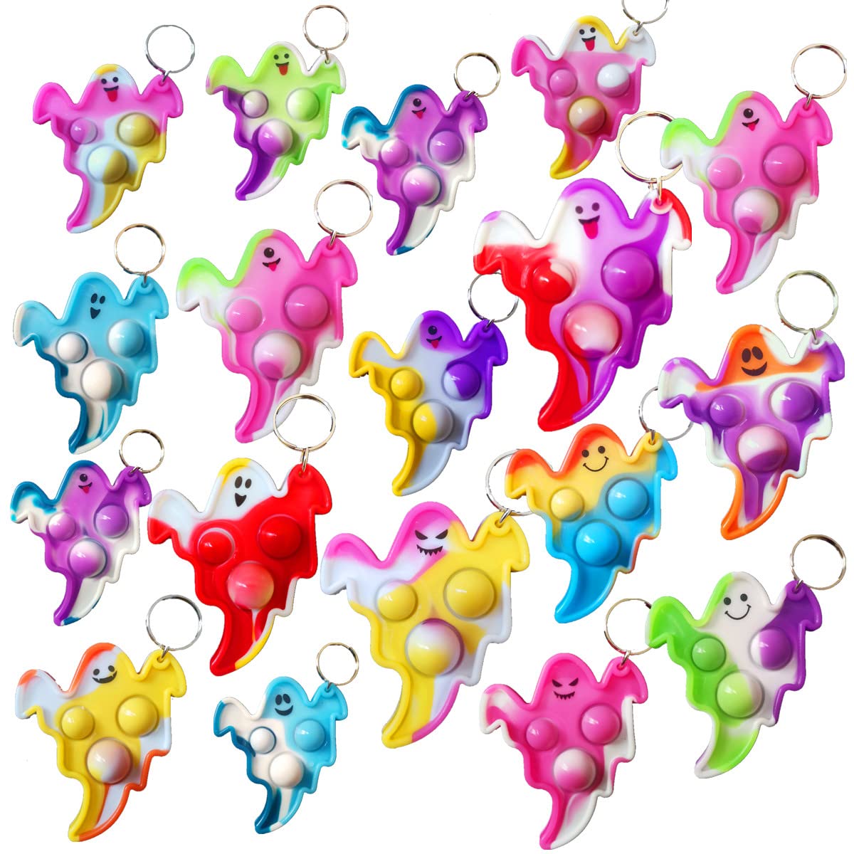 20 Packs Bulk Halloween Ghost Fidget Mini Pop for Kids Party Favors and Classroom Students Gifts