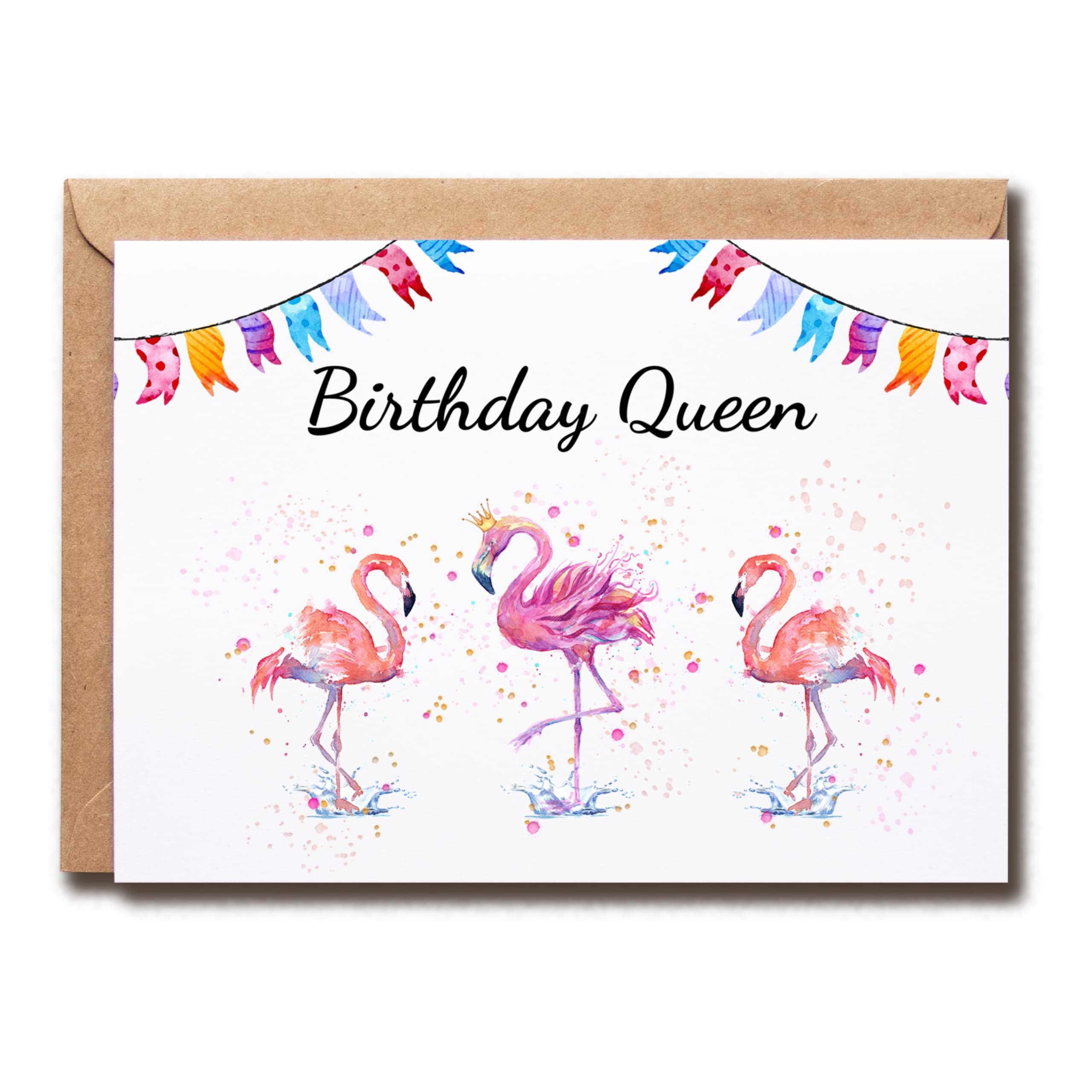 Birthday Queen - Birthday Card Flamingo - Happy Birthday Card For Women - Birthday Card For Her - Meaningful Greeting Cards.